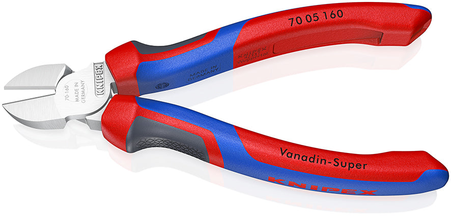 KNIPEX 70 05 160 SB Pinza de corte diagonal con mangos ergonómicos cromada 160 mm (6.25'')