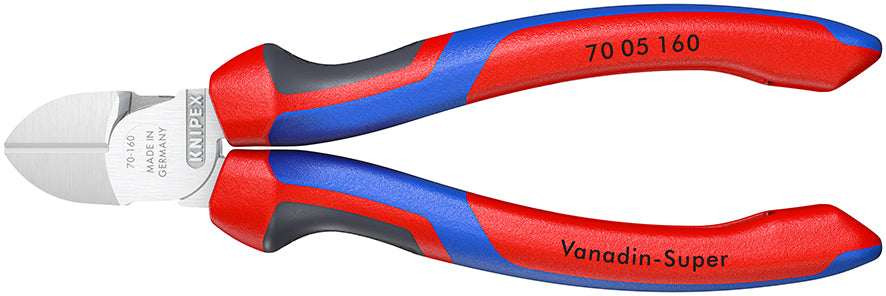 KNIPEX 70 05 160 SB Pinza de corte diagonal con mangos ergonómicos cromada 160 mm (6.25'')