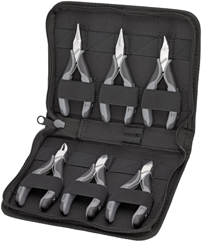 KNIPEX 00 20 17 Juego de pinzas de precisión antiestáticas para electrónica en estuche (6 piezas)