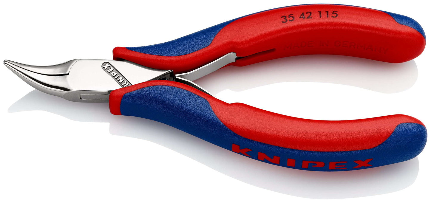 KNIPEX 35 42 115 Pinza de punta semi-redonda ángulo de 45º para electrónica con mangos ergonómicos pulido espejo 115 mm (4.5'')