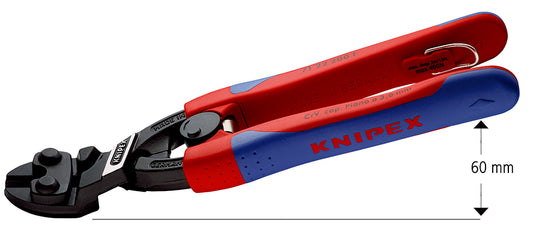 KNIPEX 71 22 200 T BK CoBolt® Cortapernos compacto Con fundas esbeltas en dos componentes, con anilla de fijación integrada para colocar un dispositivo de protección anticaídas acabado pavonado 200 mm