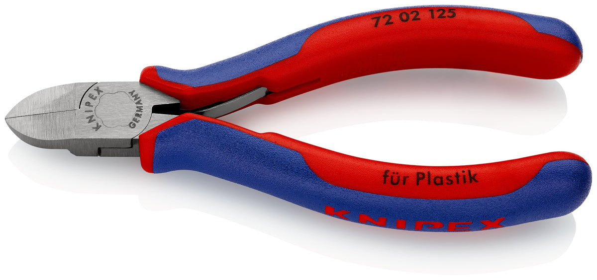 KNIPEX 72 02 125 Pinza de corte diagonal al ras para plásticos con mangos ergonómicos pavonada 125 mm (5'')