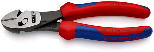 KNIPEX 73 72 180 BK TwinForce® Pinza de corte diagonal de alto rendimiento Con fundas en dos componentes acabado pavonado 180 mm