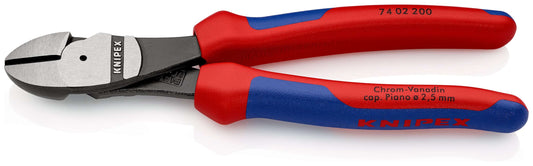 KNIPEX 74 02 200 SB Pinzas de corte diagonal tipo extra fuerte Con fundas en dos componentes acabado pavonado 200 mm