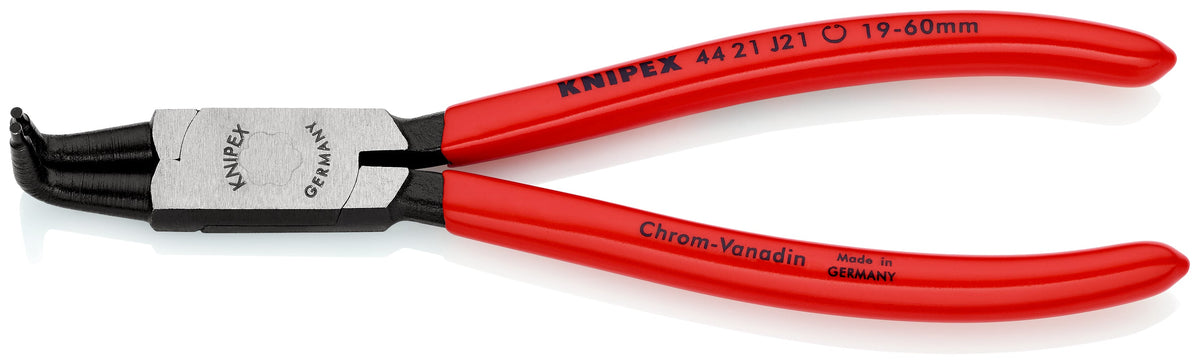 KNIPEX 44 21 J21 SB Pinza para anillos de retención interiores con puntas ángulo 90° con mangos de plástico pavonada 170 mm (6.5'')
