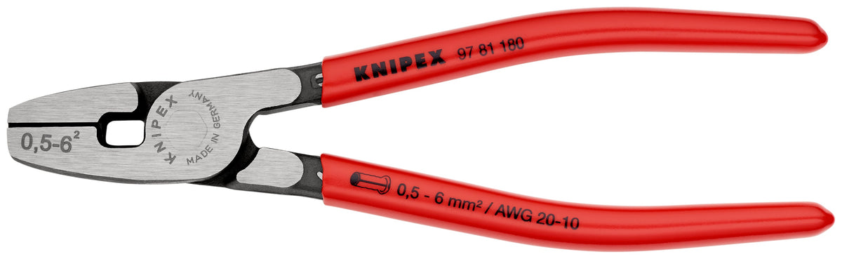KNIPEX 97 81 180 Pinza para ponchar punteras de acceso frontal con mangos de plástico 180 mm