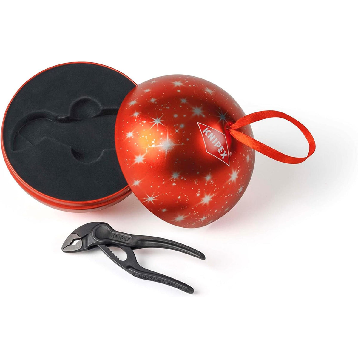 KNIPEX 87 00 100 XMAS Pinza de extensión pico de loro Cobra XS mangos sin recubrimiento pavonada 100 mm (4'') y Esfera Navideña XMAS 2022  - Edición limitada