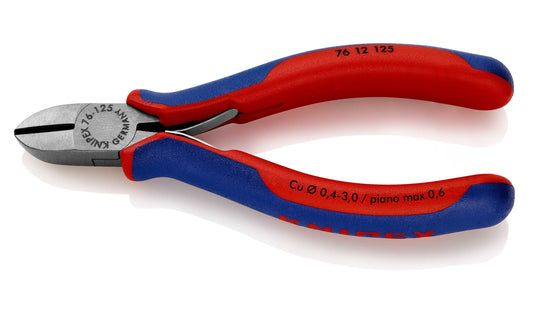 KNIPEX 76 12 125 Pinzas de corte diagonal Para electromecánica Con fundas en dos componentes acabado pavonado 125 mm