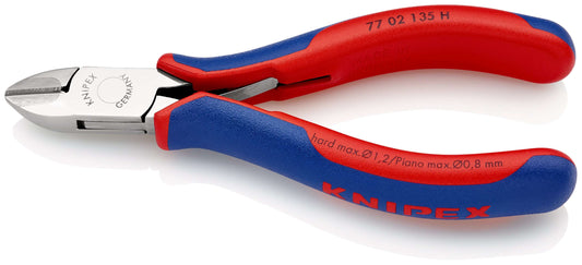 KNIPEX 77 02 135 H Pinza de corte diagonal para electrónica con filo de corte de metal duro Con fundas en dos componentes 135 mm