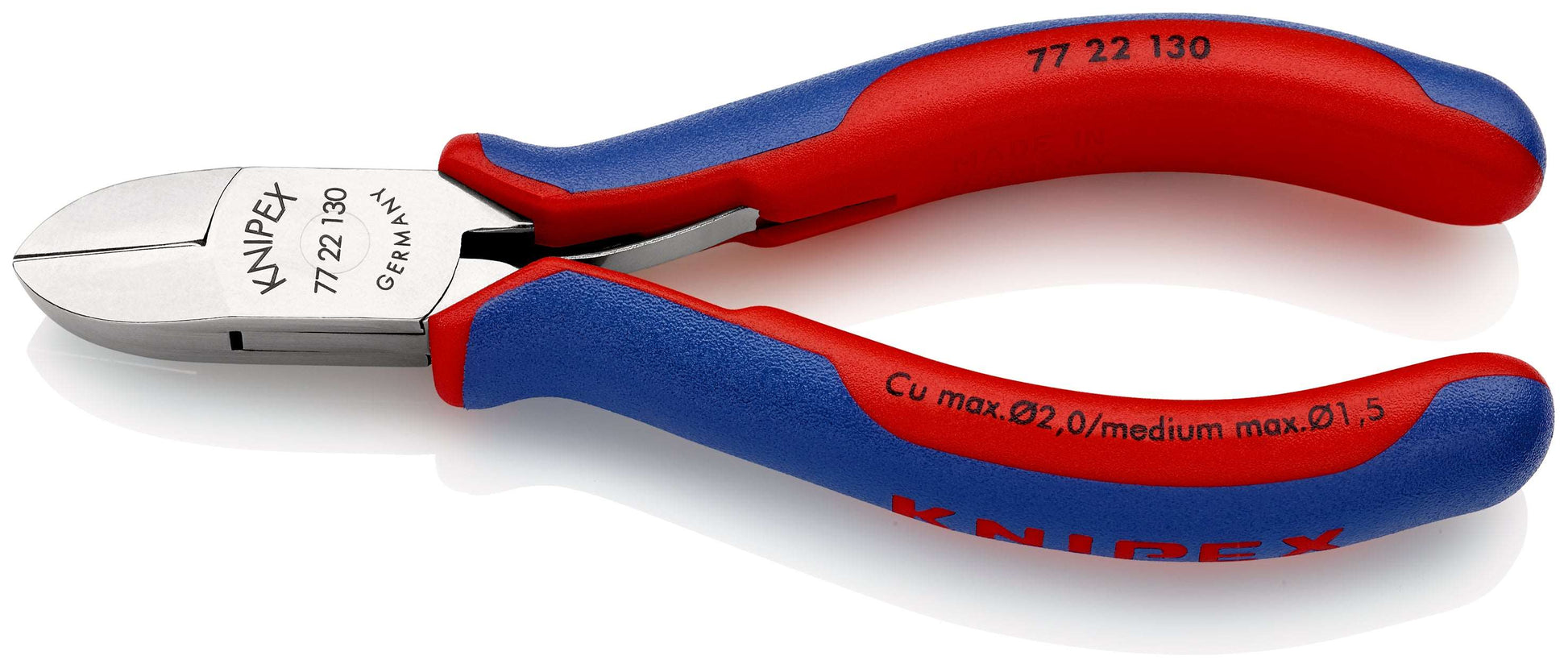 KNIPEX 77 22 130 SB Pinza de corte diagonal para electrónica con mangos en dos componentes 130 mm