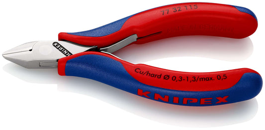 KNIPEX 77 32 115 Pinza de corte diagonal para electrónica Con articulación machihembrada Con fundas en dos componentes 115 mm