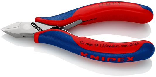 KNIPEX 77 42 115 Pinzas de corte diagonal para electrónica con articulación machihembrada con mangos multicomponentes 115 mm