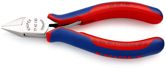 KNIPEX 77 42 130 Pinza de corte diagonal para electrónica Con fundas en dos componentes 130 mm