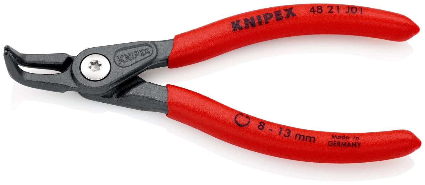 KNIPEX 48 21 J01 Pinza para anillos de retención interiores de precisión con puntas ángulo 90° con mangos de plástico pavonada 130 mm (5'')