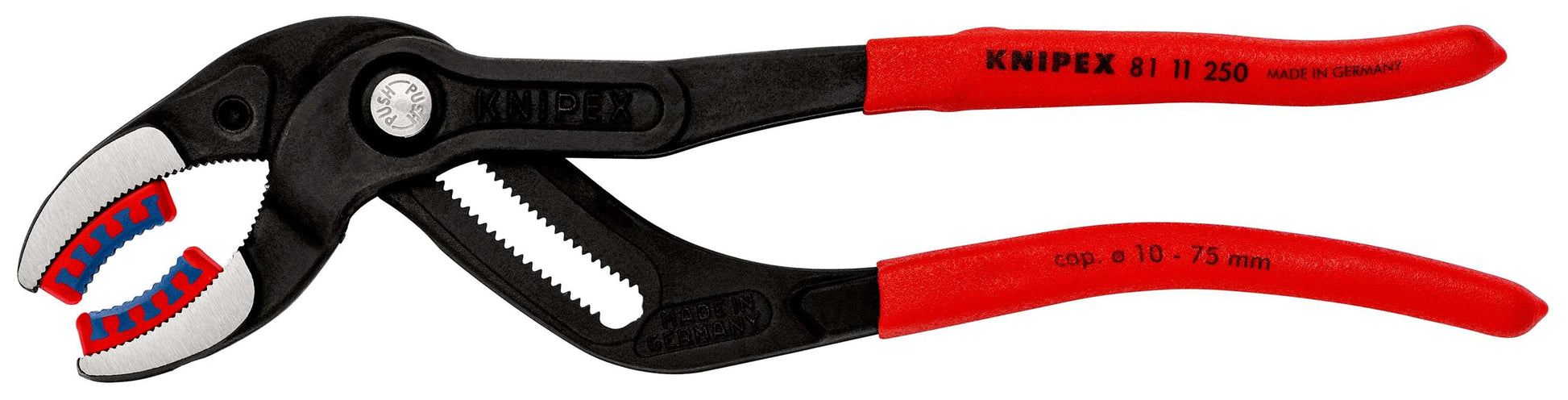 KNIPEX 81 11 250 SB Pinzas para tuberías y racores recubiertos de plástico antideslizante acabado pavonado 250 mm