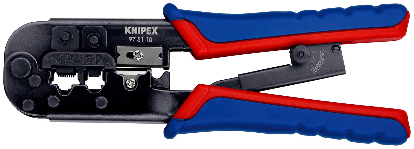 KNIPEX 97 51 10 Pinza para ponchar terminales Western con mangos en dos componentes bruñido 190 mm