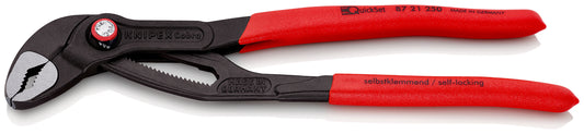 KNIPEX 87 21 250 Cobra® QuickSet Tenazillas pico loro Mangos plasticos por inmersión antideslizantes gris atramentado 250 mm