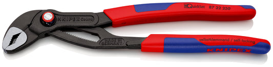 KNIPEX 87 22 250 Cobra® QuickSet Pinza de extensión Hightech Con fundas esbeltas en dos componentes acabado pavonado 250 mm