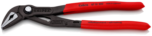 KNIPEX 87 51 250 Cobra® ES Pinzas de extensión extra esbeltas recubiertos de plástico antideslizante acabado pavonado 250 mm