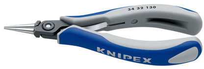 KNIPEX 34 32 130 Pinza de punta redonda para electrónica con mangos ergonómicos bruñido 130 mm (5″)