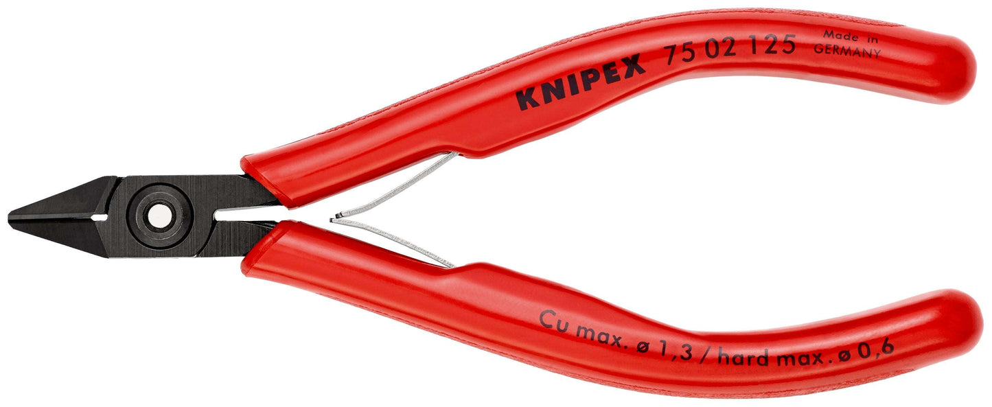 KNIPEX 75 02 125 Pinza de corte diagonal para electrónica con mangos de plástico bruñido 125 mm