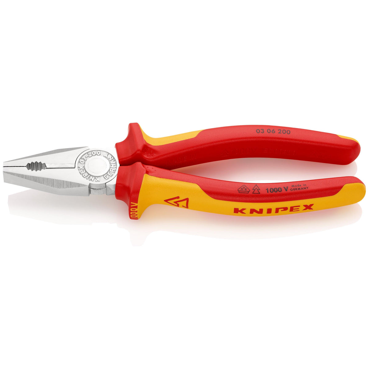 KNIPEX 03 06 200 SB Pinza aislada universal con mangos ergonómicos 1000V cromada 200 mm (8'')
