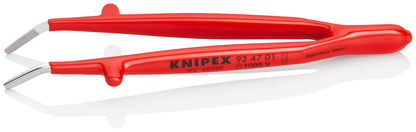KNIPEX 92 47 01 Pinza de precisión aislada 1000V de acero inoxidable para sujeción con punta roma en ángulo de 30° de 148 mm (6'')