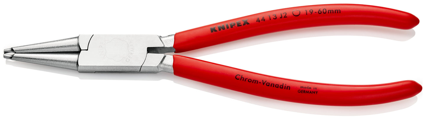 KNIPEX 44 13 J2 Pinza para anillos de retención interiores con puntas rectas con mangos de plástico cromada 180 mm (7.5'')