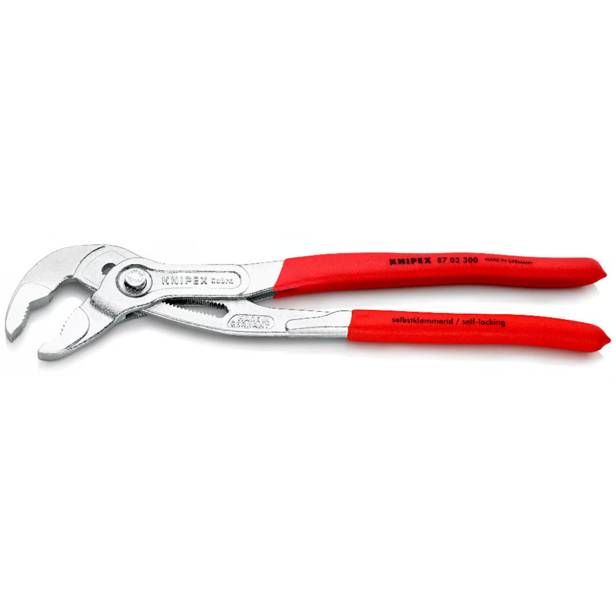 KNIPEX 87 03 300 SB Pinza de extensión pico de loro Cobra con mangos de plástico cromada 300 mm (12'')