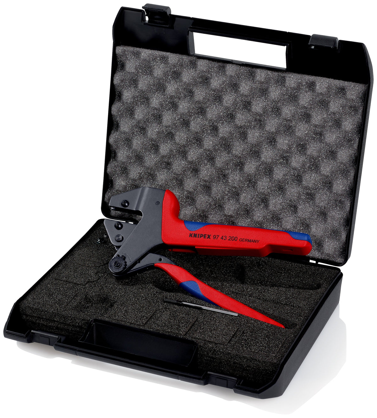 KNIPEX 97 43 200 Pinza con sistema de ponchado para mordazas intercambiables con mangos en dos componentes bruñido 200 mm
