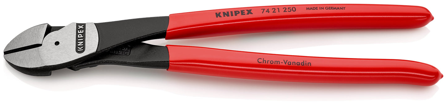 KNIPEX 74 21 250 Pinzas de corte diagonal tipo extra fuerte con mangos de plástico acabado pavonado 250 mm