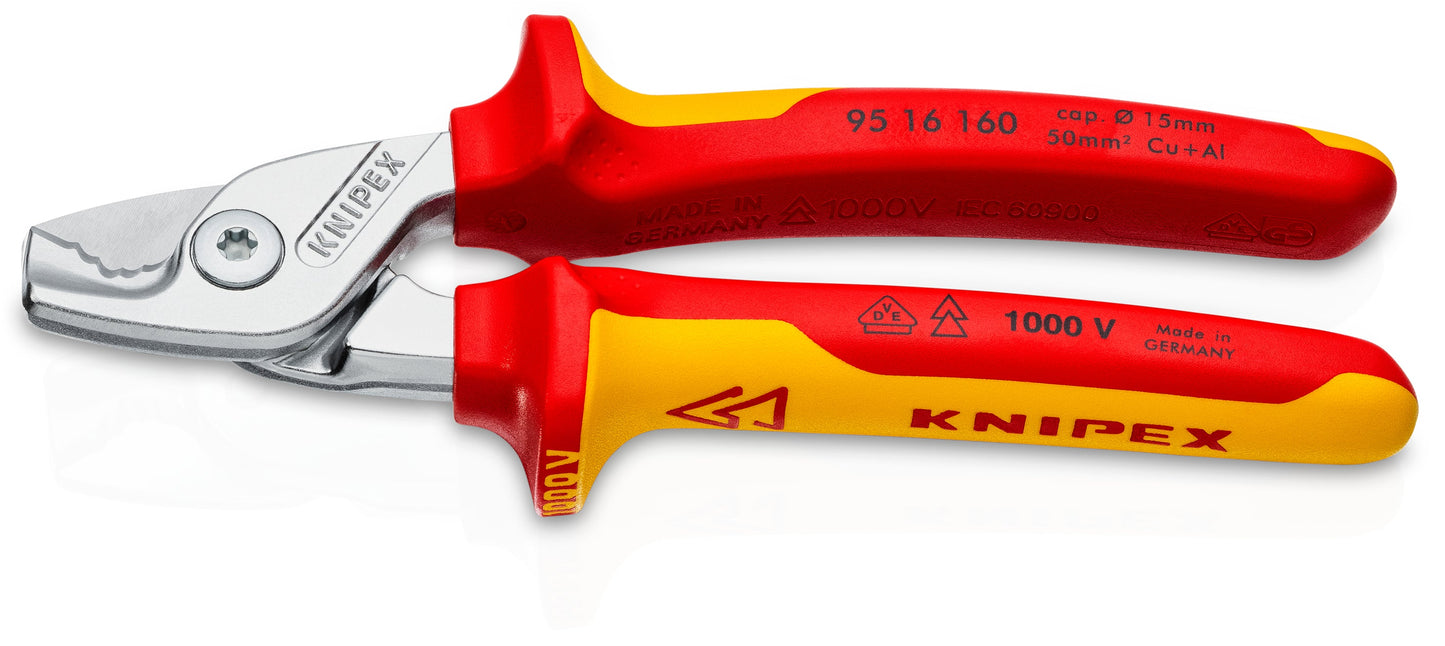 KNIPEX 95 16 160 SB StepCut® Cortacables aislados con mangos en dos componentes, según norma VDE cromado 160 mm