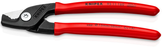 KNIPEX 95 11 160 StepCut® Cortacables recubierto de plástico bruñido 160 mm