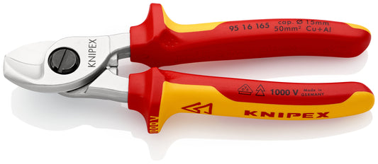 KNIPEX 95 16 165 Cortacables aislados con fundas en dos componentes, según norma VDE cromado 165 mm