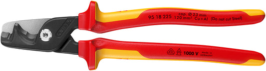 KNIPEX 95 18 225 SB StepCut® XL Cortacables con corte escalonado mango aislante en dos componentes, según norma VDE Barnizados 225 mm