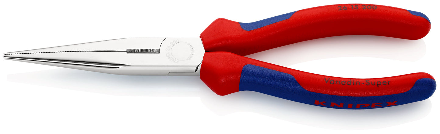 KNIPEX 26 15 200 Pinza de punta larga con filos de corte con mangos ergonómicos cromada 200 mm (8″)