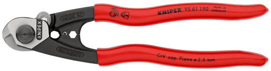 KNIPEX 95 61 190 Cortacables para cable trenzado acerado forjado recubierto de plástico 190 mm