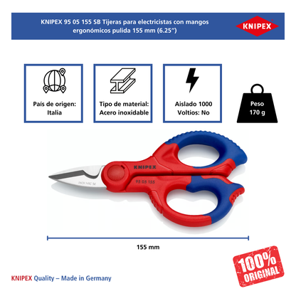 KNIPEX 95 05 155 SB Tijeras para electricistas 155 mm (6.25'')