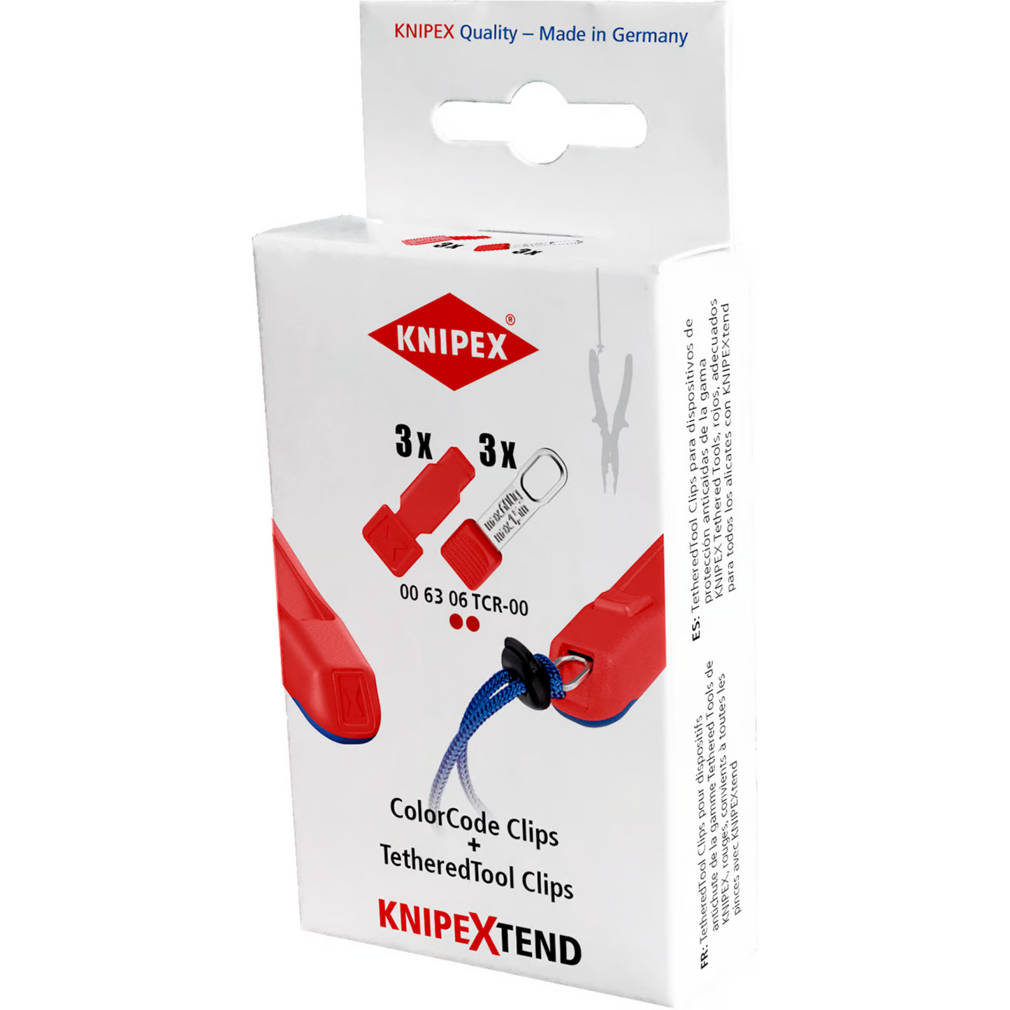 KNIPEX 00 63 06 TCR Kit de clips para sujeción de herramientas + clips clasificados por colores rojos (3 piezas de cada uno)