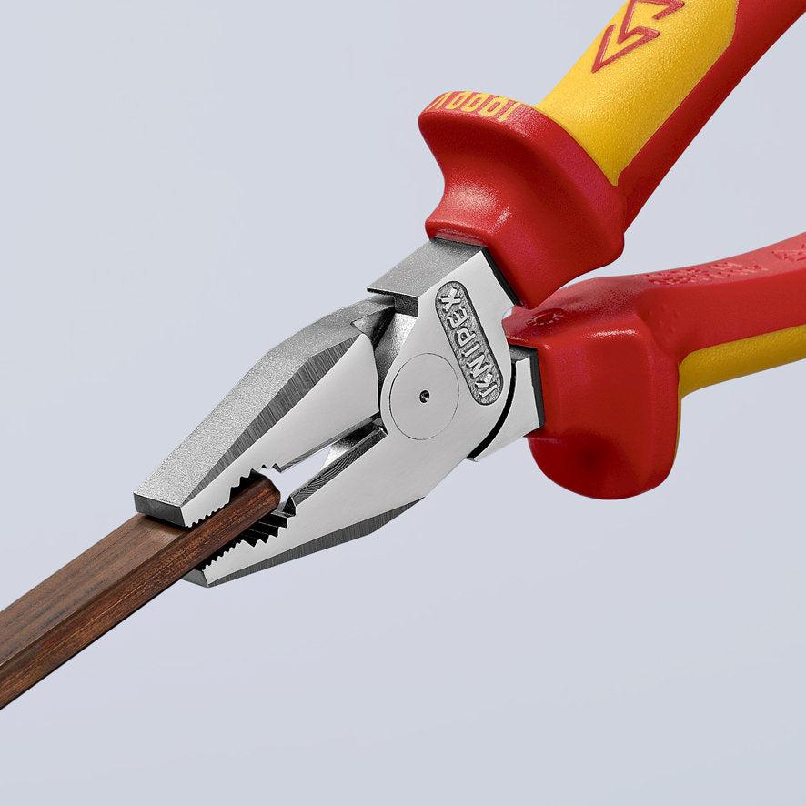KNIPEX 02 06 200 SB Pinza aislada universal de alta palanca con mangos ergonómicos 1000V cromada 200 mm (8'')