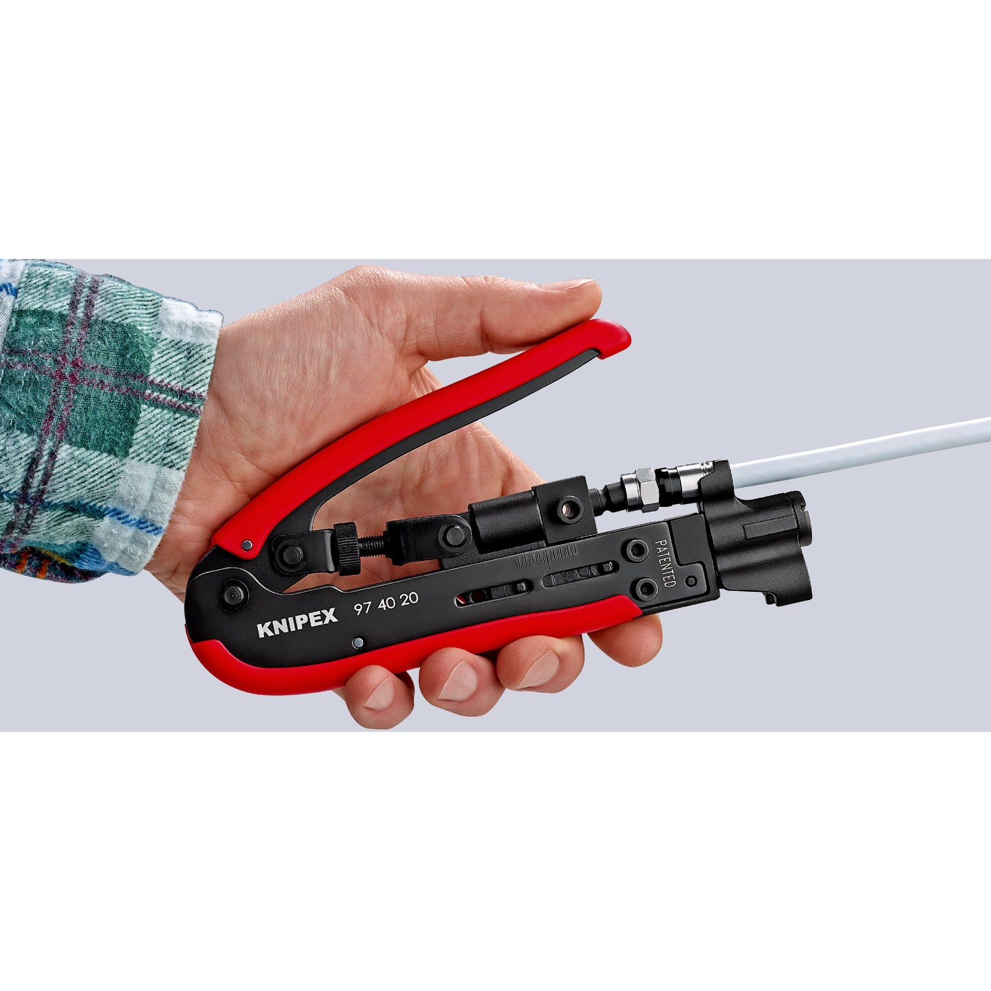 KNIPEX 97 40 20 SB Crimpadora de compresión para coaxial 175 mm (6.75″)