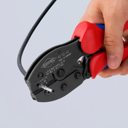 KNIPEX 97 52 42 SB PreciForce® Pinza para crimpar terminales para conectores MC4/MC4 EVO 2 220 mm