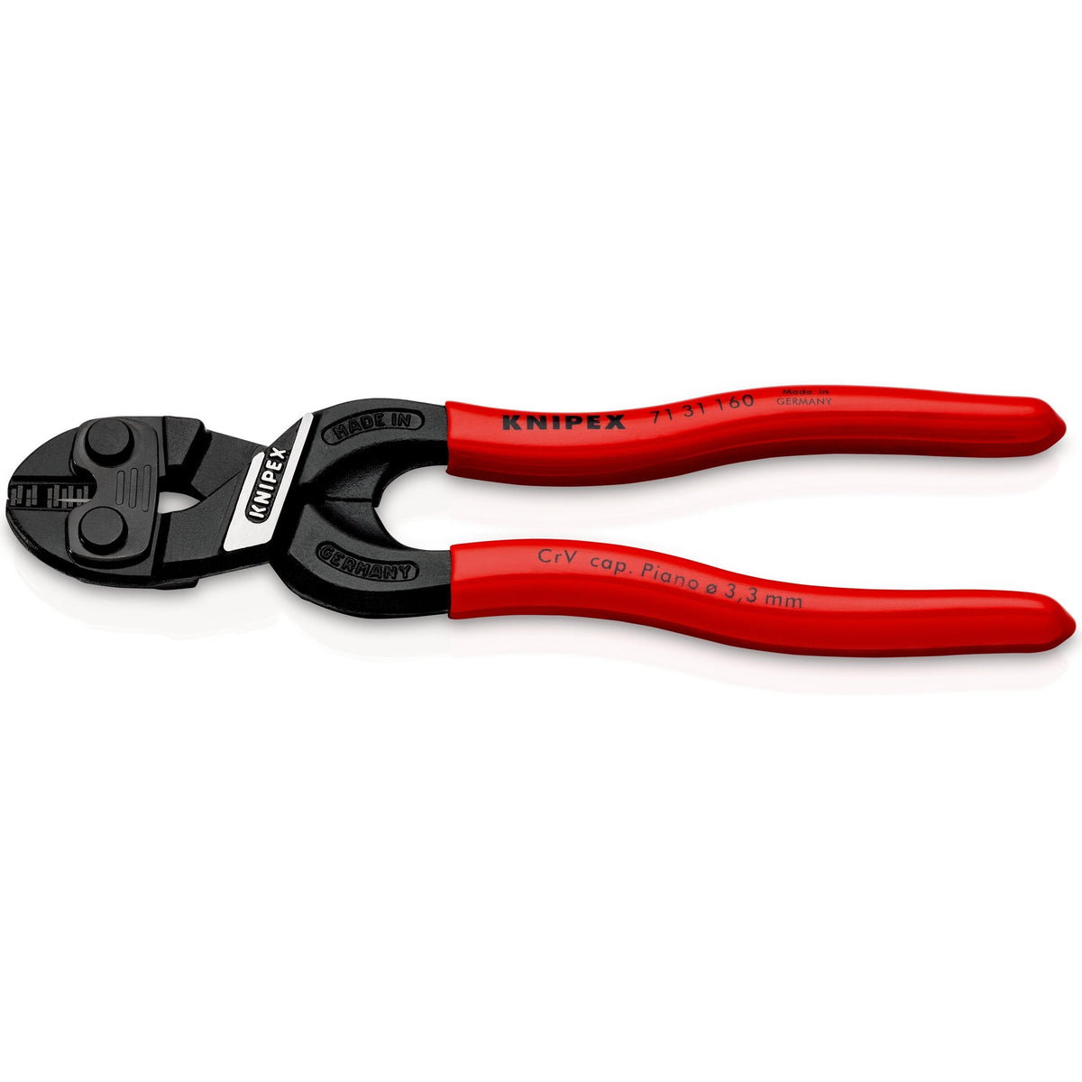 KNIPEX 71 31 160 SB Pinza cortapernos compacta CoBolt S cuchillas con ranura con mangos de plástico pavonada 160 mm (6'')