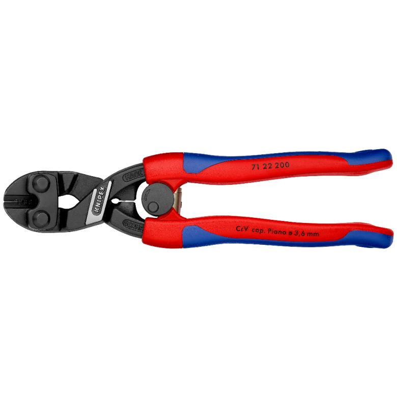 KNIPEX 71 22 200 Pinza cortapernos compacta CoBolt ángulo de 20° con mangos ergonómicos delgados pavonada 200 mm (8'')