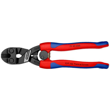 KNIPEX 71 22 200 Pinza cortapernos compacta CoBolt ángulo de 20° con mangos ergonómicos delgados pavonada 200 mm (8'')