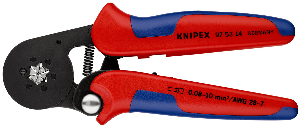 KNIPEX 97 53 14 SB Pinza autoajustable para ponchar punteras de acceso lateral con mangos en dos componentes bruñido 180 mm