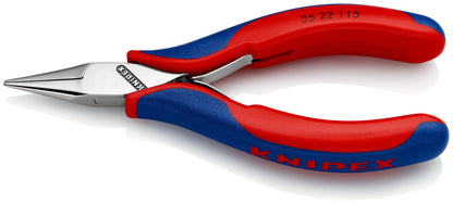 KNIPEX 35 22 115 SB Pinza de punta semi-redonda para electrónica con mangos ergonómicos pulido espejo 115 mm (4.5'')