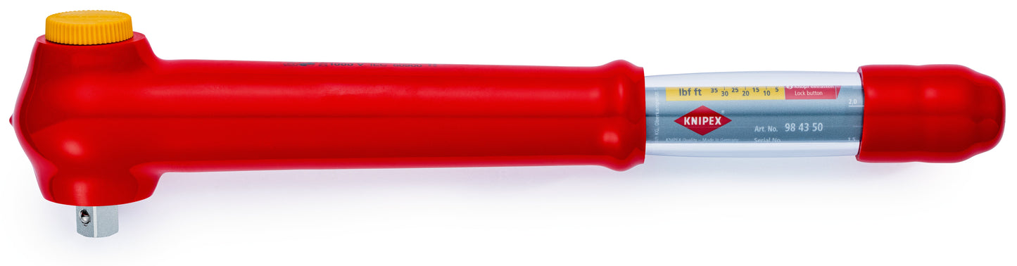 KNIPEX 98 43 50 Torquímetro reversible aislado 1000V cuadradillo de 1/2'' 385 mm (15'')