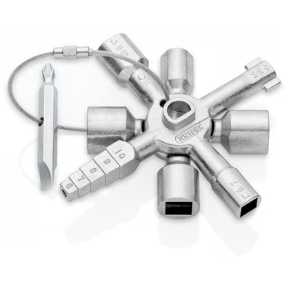 KNIPEX 00 11 01 Llave universal TwinKey para gabinetes de control cromada 95 mm (3.5″)