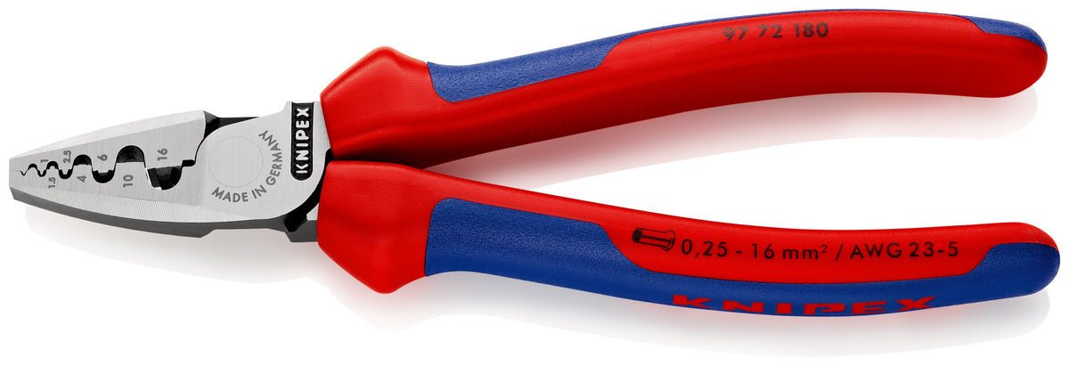 KNIPEX 97 72 180 Pinza para ponchar punteras con mangos en dos componentes 180 mm
